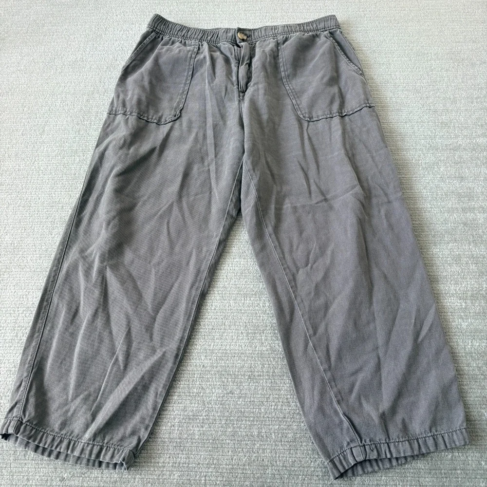 Zara Cropped Pants Mens L 32x24 Gray Lyocell Pockets Loose Casual Coastal